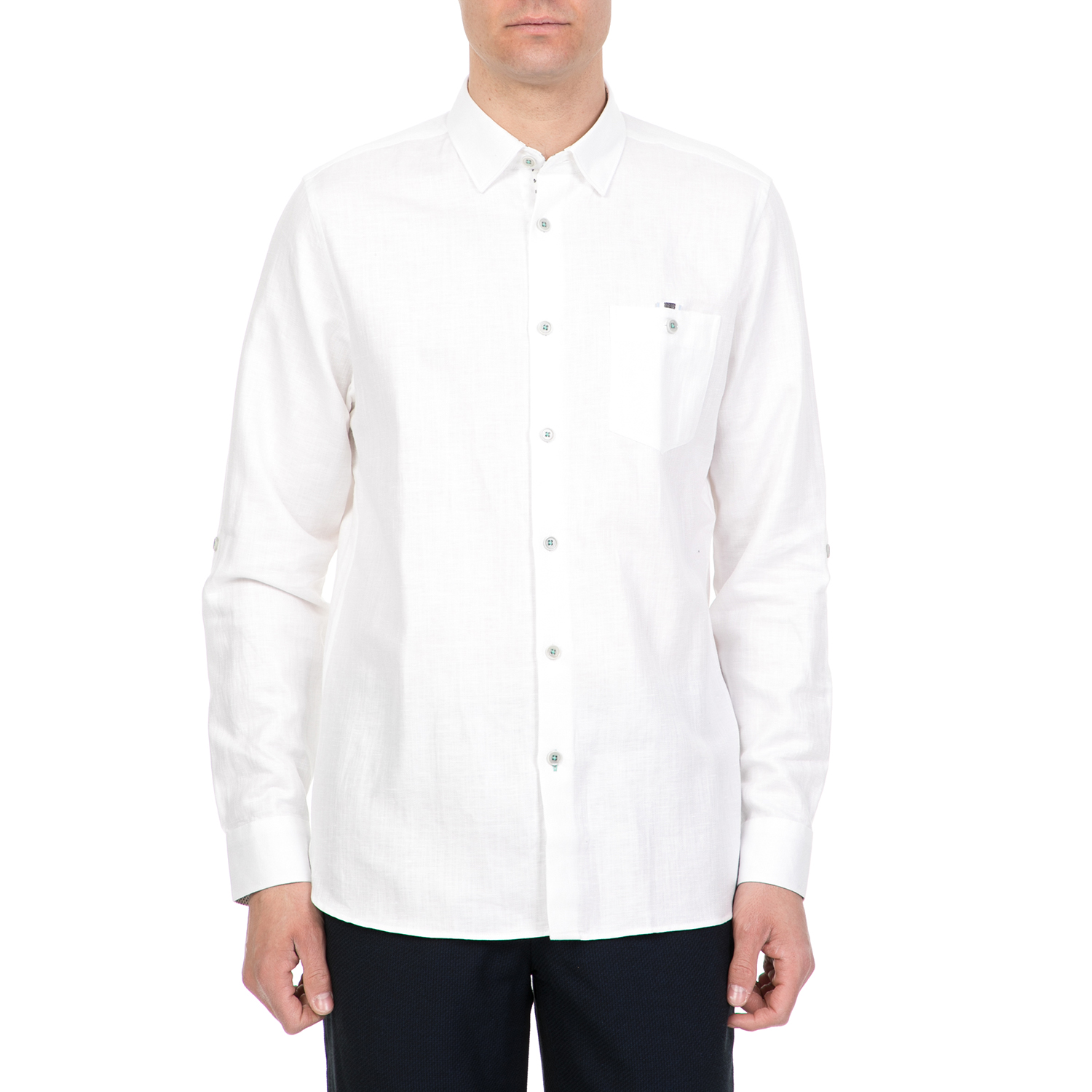 Ανδρικά/Ρούχα/Πουκάμισα/Μακρυμάνικα TED BAKER - Ανδρικό μακρυμάνικο λινό πουκάμισο JAAMES TED BAKER λευκό