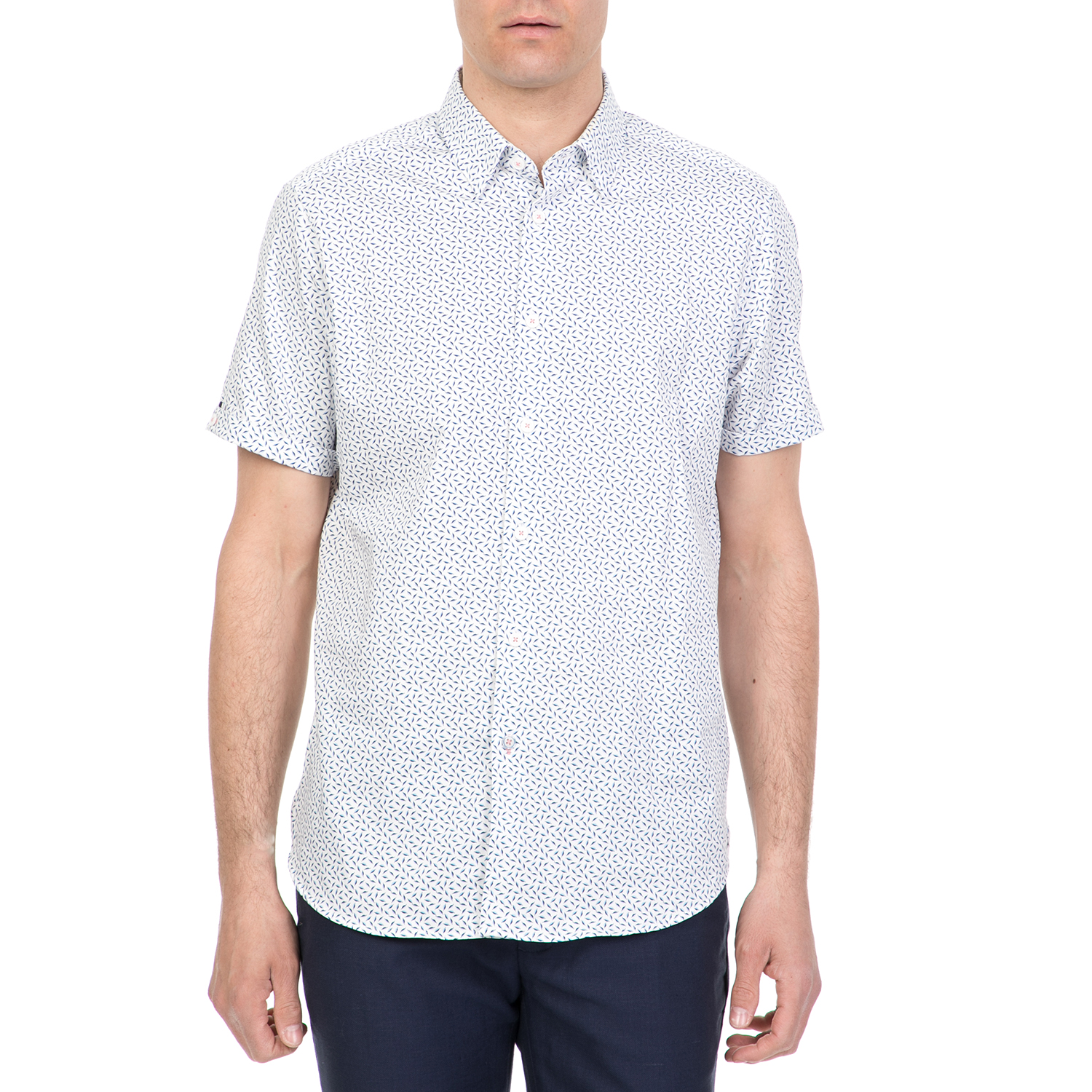 Ανδρικά/Ρούχα/Πουκάμισα/Κοντομάνικα-Αμάνικα TED BAKER - Ανδρικό κοντομάνικο πουκάμισο NARNAR TED BAKER λευκό-μπλε