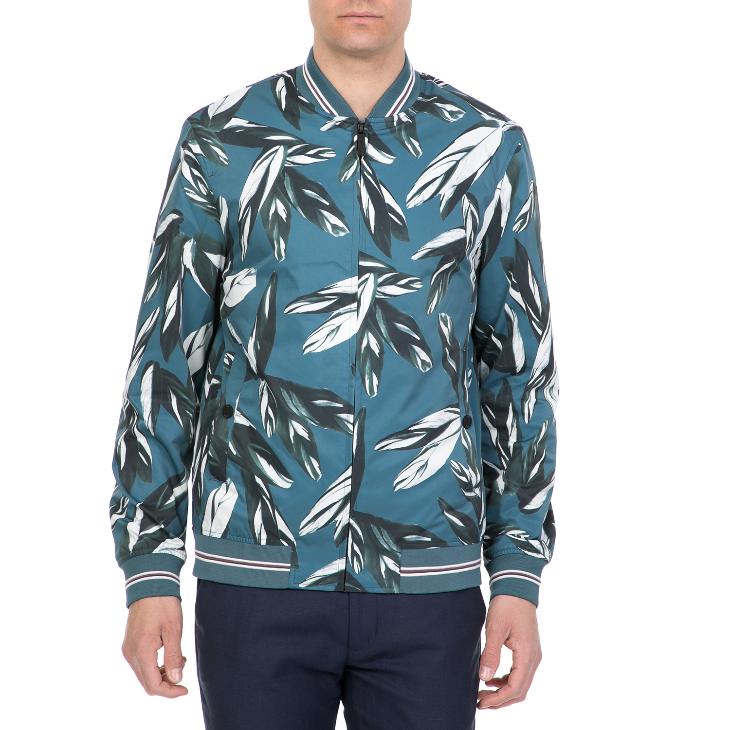 Ανδρικά/Ρούχα/Πανωφόρια/Τζάκετς TED BAKER - Ανδρικό bomber jacket TOTH LEAF PRINT μπλε