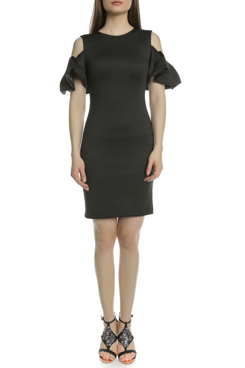 Γυναικεία/Ρούχα/Φορέματα/Μίνι TED BAKER - Γυναικείο μίνι φόρεμα με ανοιχτούς ώμους SALNIE EXTREME μαύρο