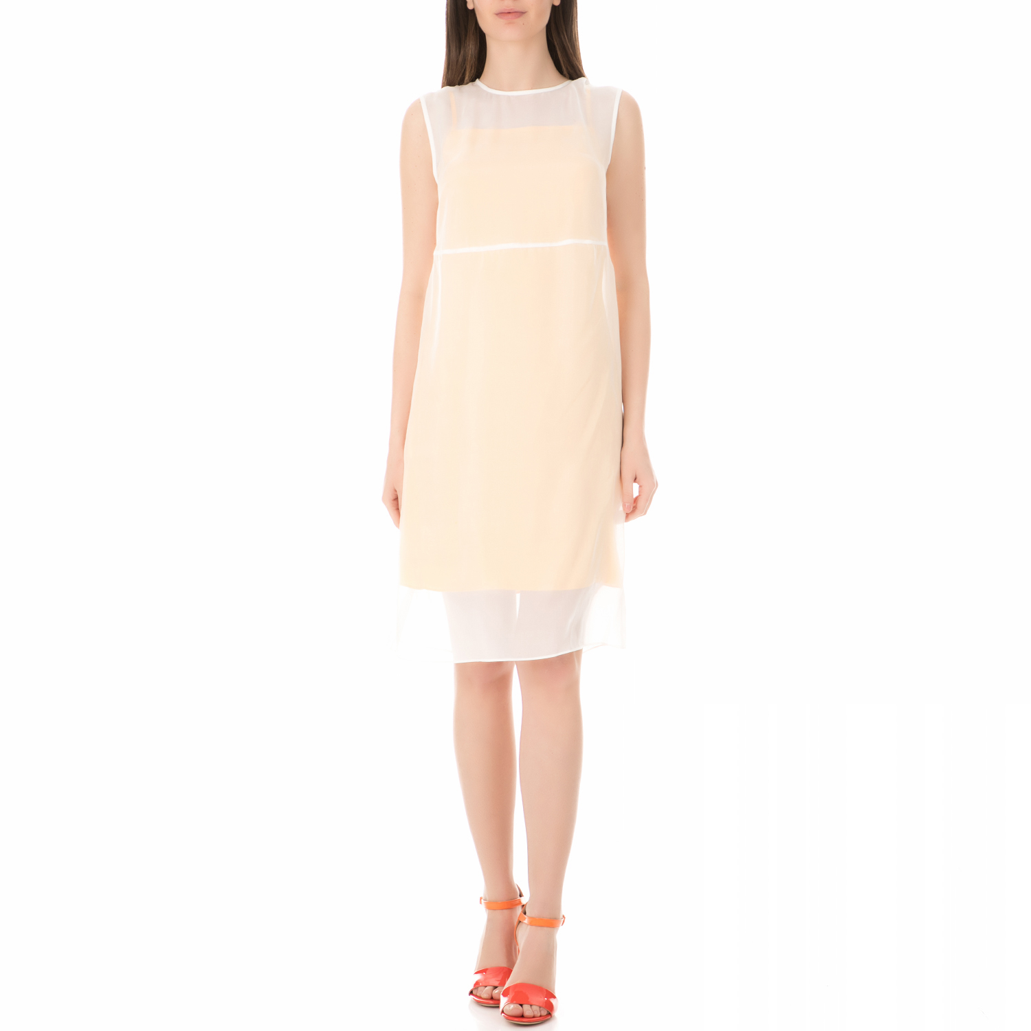CALVIN KLEIN JEANS - Γυναικείο φόρεμα CALVIN KLEIN JEANS DIVINA λευκό κίτρινο Γυναικεία/Ρούχα/Φορέματα/Μίνι