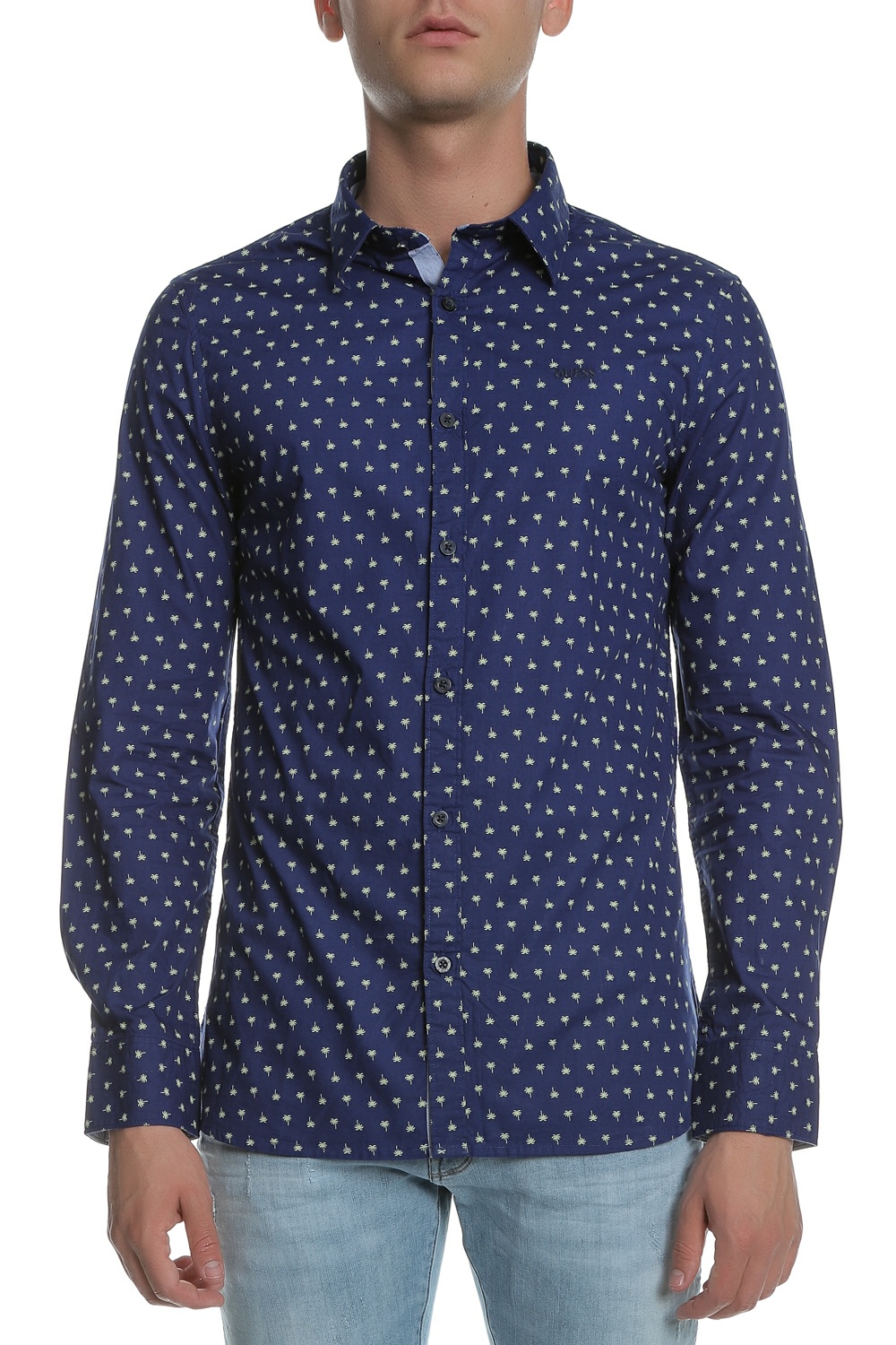 Ανδρικά/Ρούχα/Πουκάμισα/Μακρυμάνικα GUESS - Ανδρικό πουκάμισο GUESS SUNSET μπλε