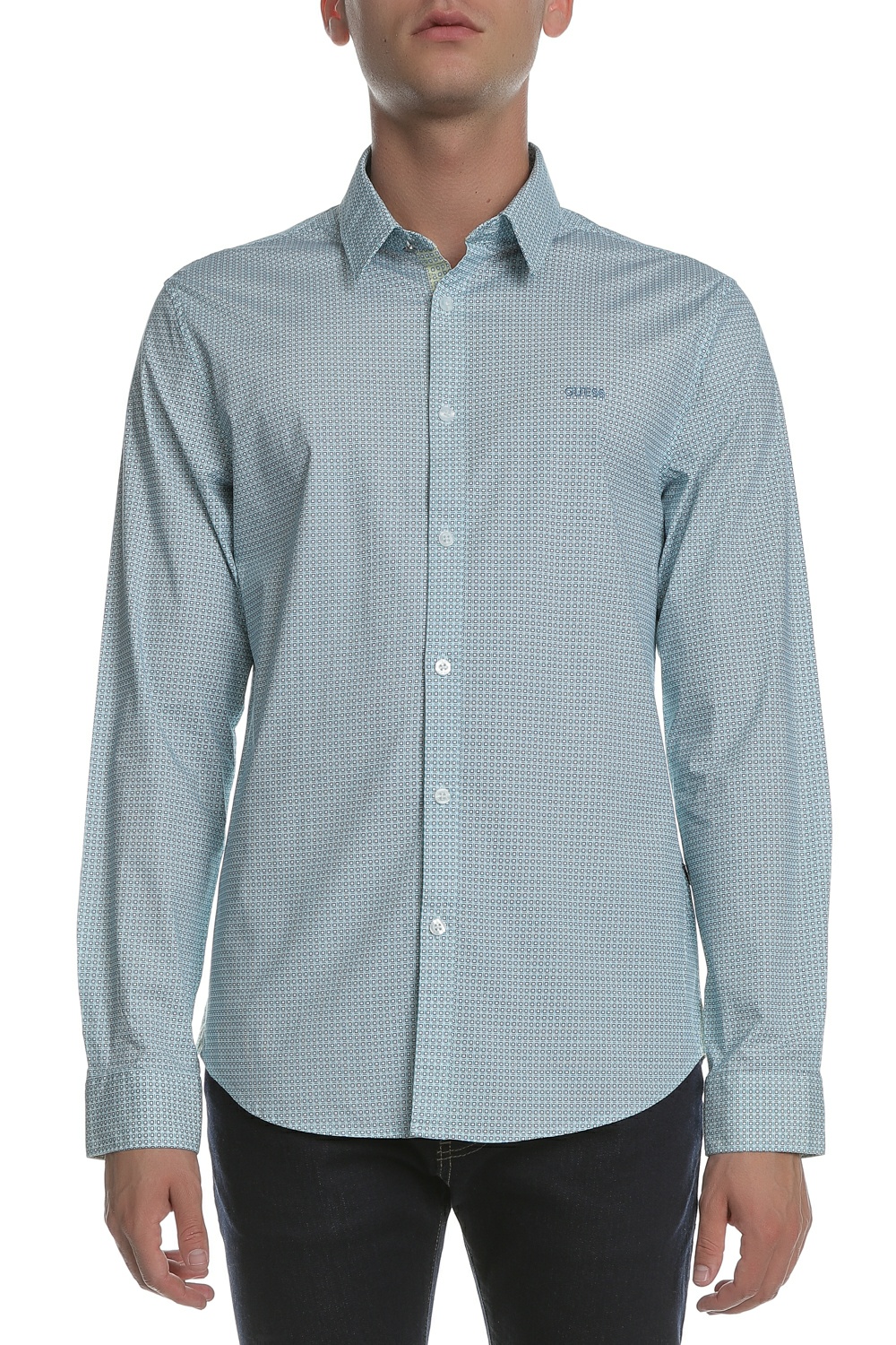 Ανδρικά/Ρούχα/Πουκάμισα/Μακρυμάνικα GUESS - Ανδικό μακρυμάνικο πουκάμισο Guess γαλάζιο