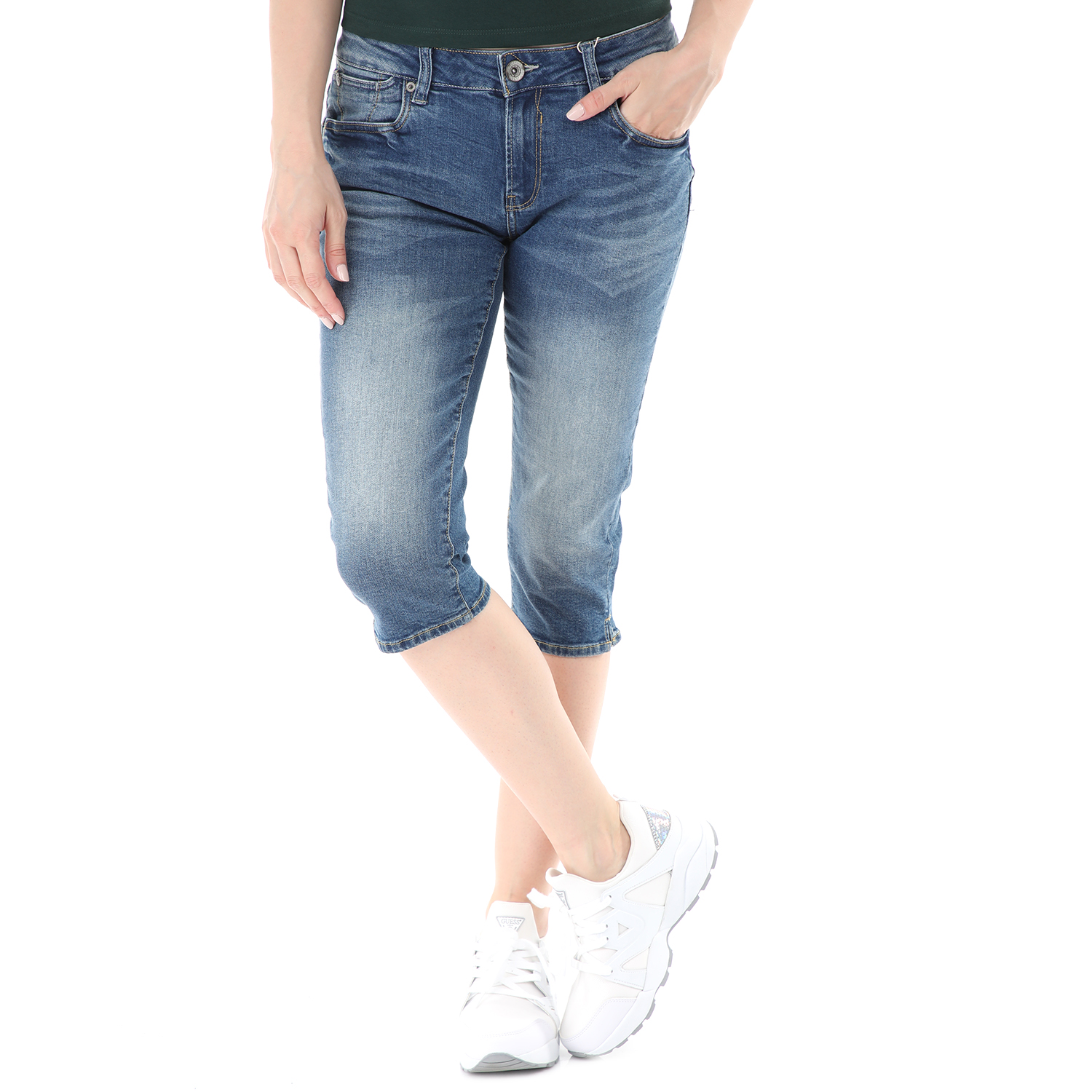Γυναικεία/Ρούχα/Τζίν/Βερμούδες-Σόρτς GARCIA JEANS - Γυναικείο κάπρι jean παντελόνι GARCIA JEANS Rachelle μπλε