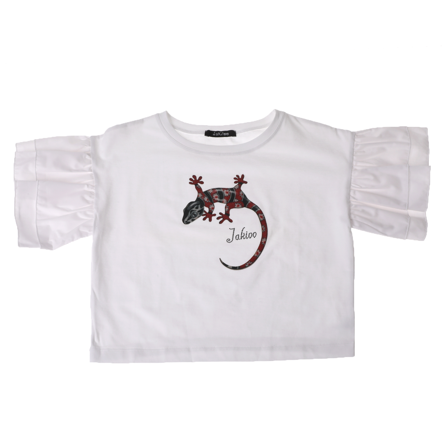 Παιδικά/Girls/Ρούχα/Μπλούζες Κοντομάνικες-Αμάνικες JAKIOO - Παιδικό κοντομάνικο μπλουζάκι JAKIOO CORTA APPL. λευκό