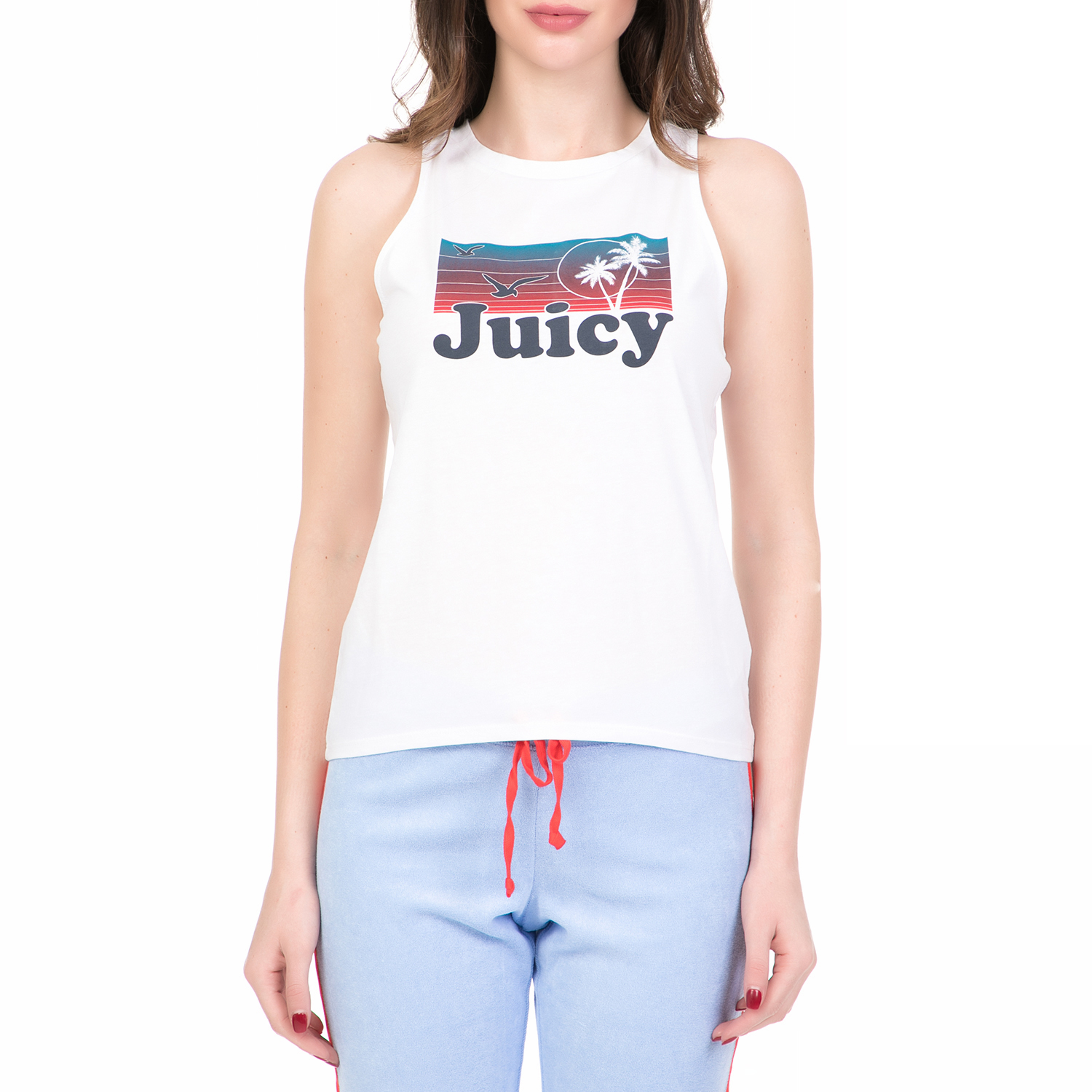 JUICY COUTURE - Γυναικεία αμάνικη μπλούζα JUICY COUTURE SUNSET λευκή Γυναικεία/Ρούχα/Μπλούζες/Αμάνικες
