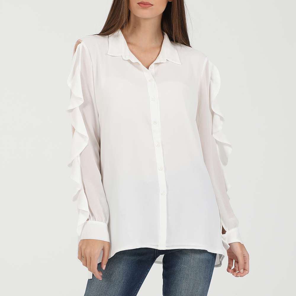 Γυναικεία/Ρούχα/Πουκάμισα/Μακρυμάνικα ANNARITA - Γυναικείο πουκάμισο ANNARITA λευκό