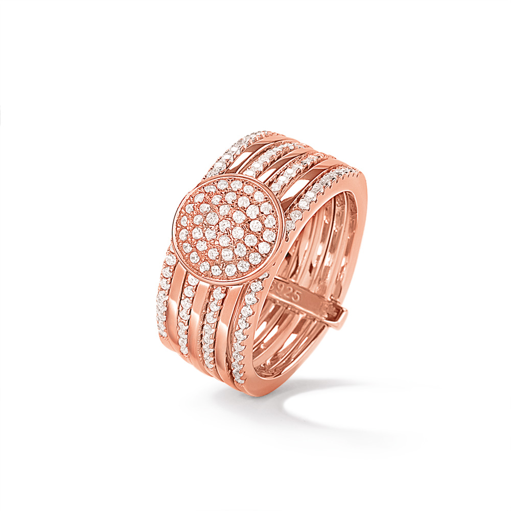 FOLLI FOLLIE Γυναικείο ασημένιο δαχτυλίδι FOLLI FOLLIE CYCLOS ροζ χρυσό