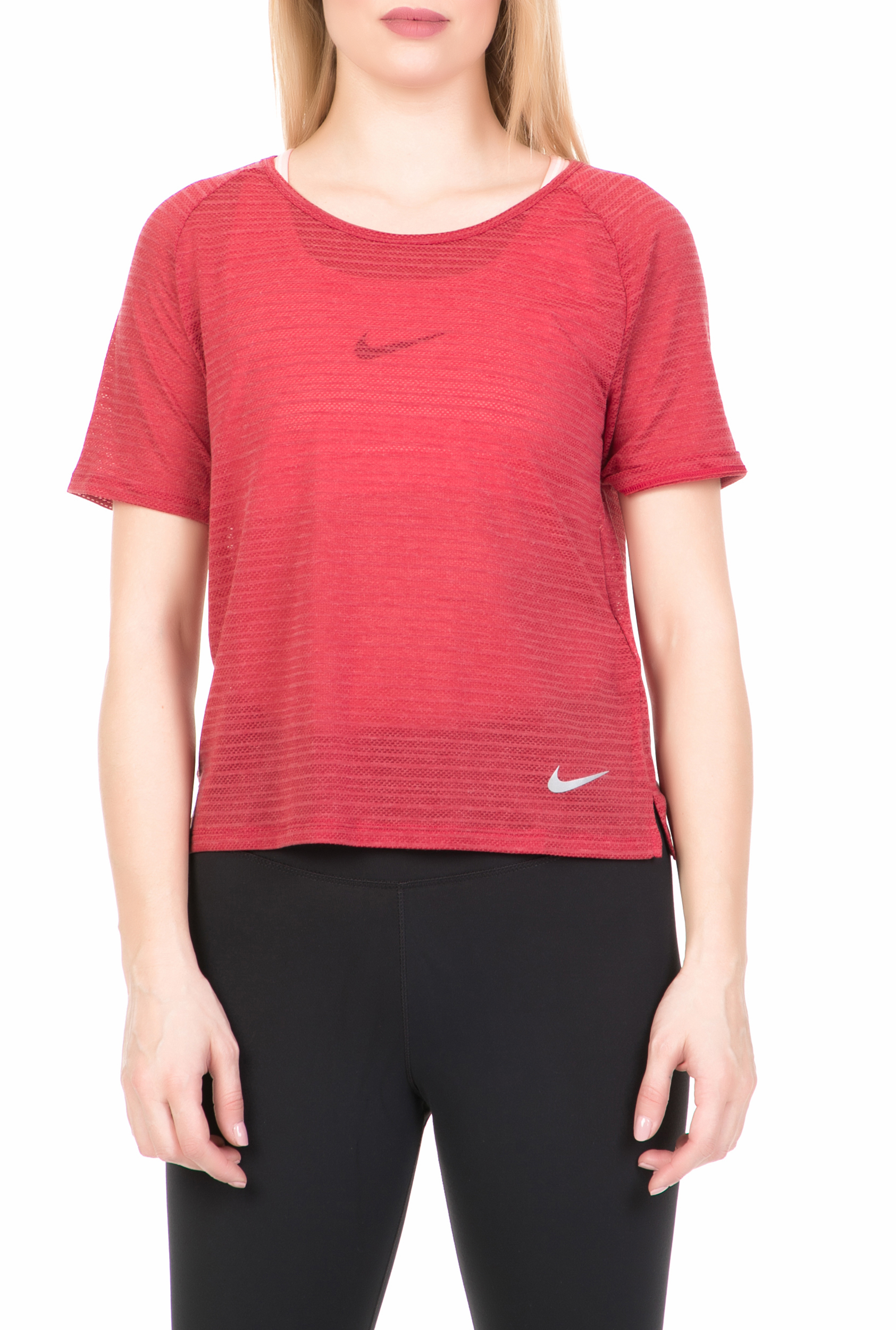 NIKE - Γυναικεία κοντομάνικη μπλούζα για τρέξιμο Nike Miler κόκκινη Γυναικεία/Ρούχα/Αθλητικά/T-shirt-Τοπ