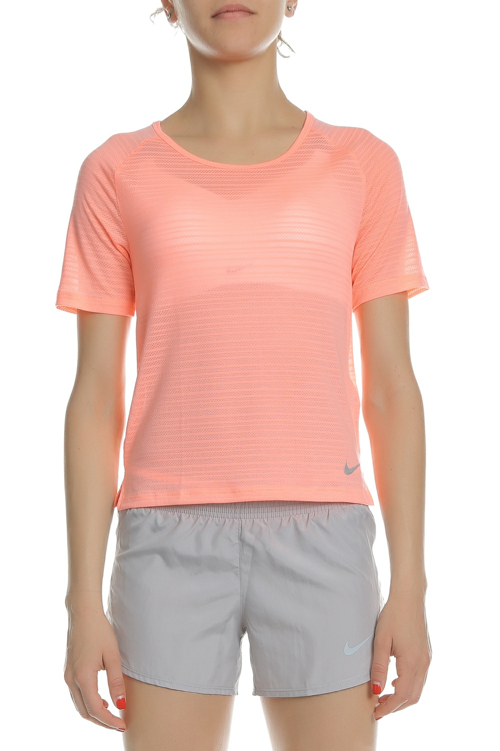 NIKE - Γυναικεία κοντομάνικη μπλούζα NIKE MILER TOP SS BREATHE ροζ Γυναικεία/Ρούχα/Αθλητικά/T-shirt-Τοπ