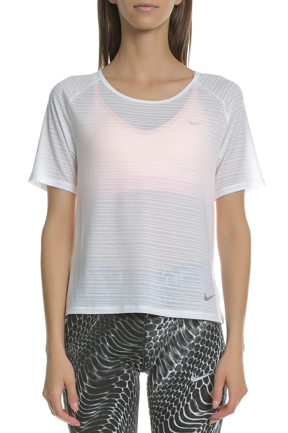 NIKE - Γυναικεία κοντομάνικη μπλούζα NIKE Dry Miler Breathe λευκή Γυναικεία/Ρούχα/Αθλητικά/T-shirt-Τοπ