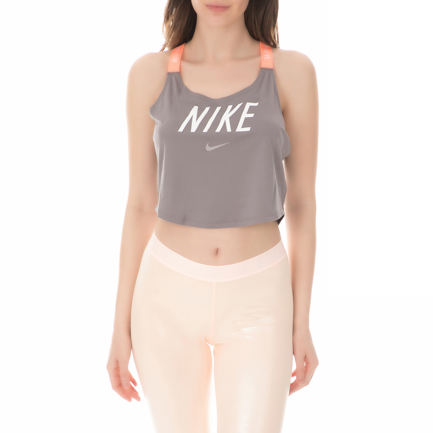 NIKE - Γυναικείο φανελάκι προπόνησης Nike Dri-FIT Elastika Training Tank γκρι Γυναικεία/Ρούχα/Αθλητικά/T-shirt-Τοπ