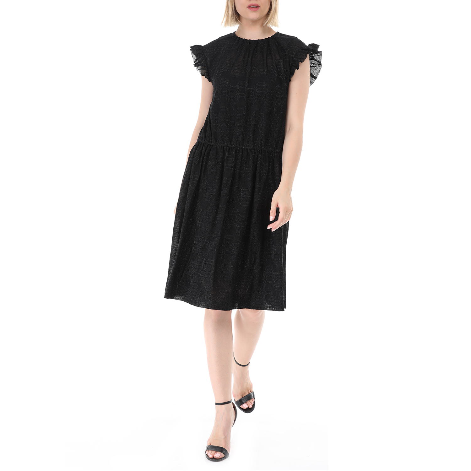 Γυναικεία/Ρούχα/Φορέματα/Μίνι PRE-MISSONI - Γυναικείο mini φόρεμα PRE-MISSONI μαύρο ασημί
