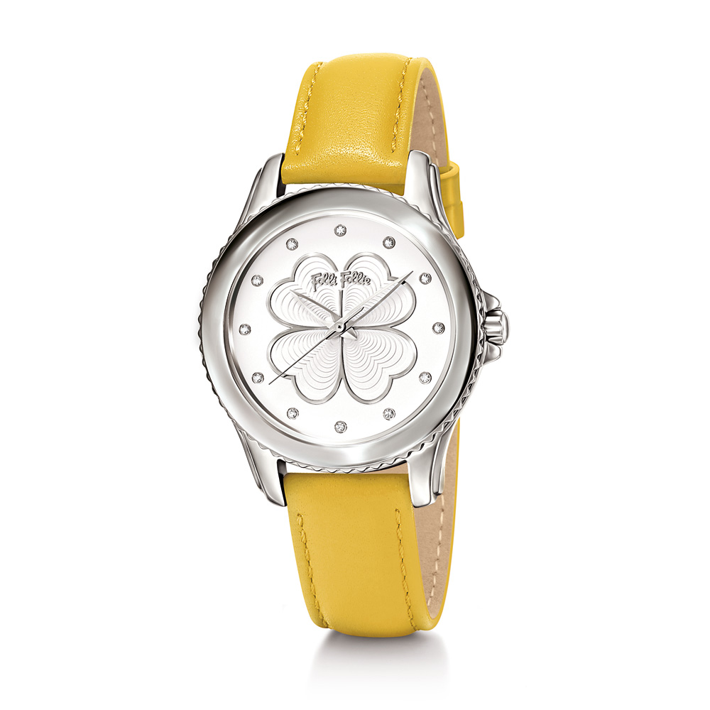 FOLLI FOLLIE Γυναικείο ρολόι με δερμάτινο λουράκι FOLLI FOLLIE HEART 4 HEART κίτρινο