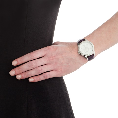 FOLLI FOLLIE-Γυναικείο ρολόι με δερμάτινο λουράκι FOLLI FOLLIE HEART 4 HEART μωβ