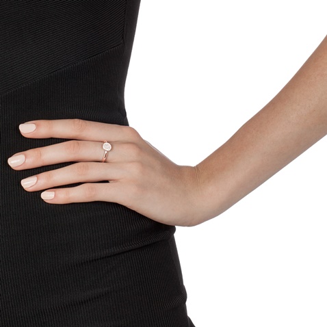 FOLLI FOLLIE-Γυναικείο ασημένιο δαχτυλίδι FOLLI FOLLIE DISCUS ροζ χρυσό