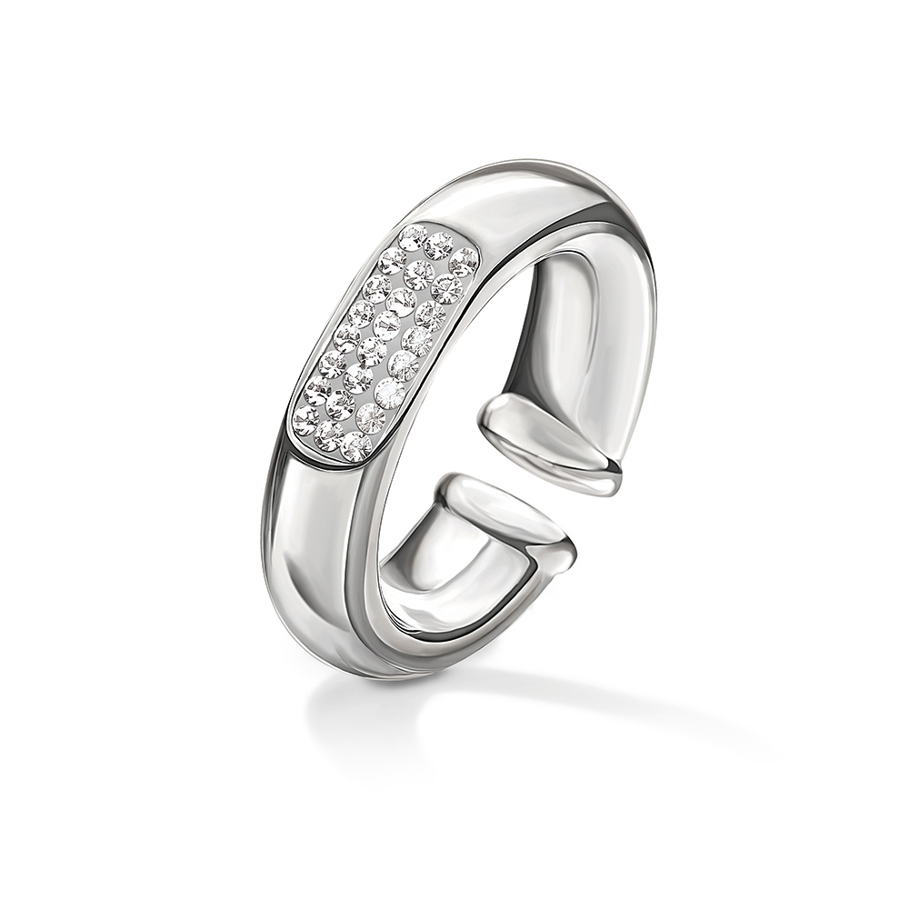 Γυναικεία/Αξεσουάρ/Κοσμήματα/Δαχτυλίδια FOLLI FOLLIE - Γυναικείο επάργυρο δαχτυλίδι FOLLI FOLLIE AWE με κρυστάλλινες πέτρες