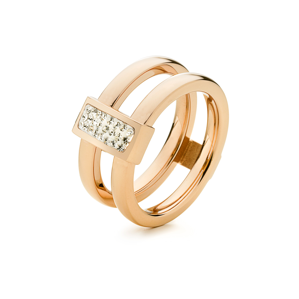 Γυναικεία/Αξεσουάρ/Κοσμήματα/Δαχτυλίδια FOLLI FOLLIE - Επιχρυσωμένο ροζ διπλό δαχτυλίδι Folli Follie MATCH & DAZZLE