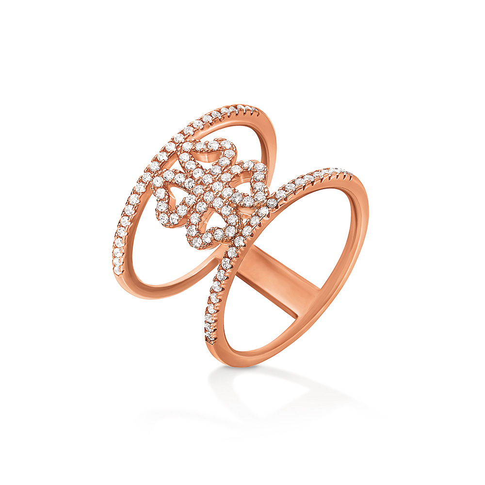 FOLLI FOLLIE – Ασημένιο διπλό δαχτυλίδι FOLLI FOLLIE ροζ-χρυσό