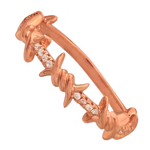 JEWELTUDE-Γυναικείο ασημένιο ρόζ επιχρυσωμένο δαχτυλίδι Μισόβερο