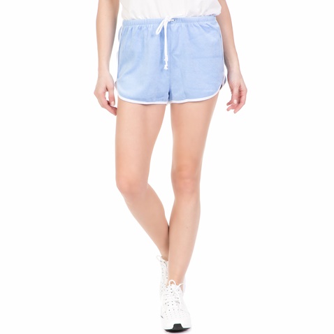 JUICY COUTURE-Γυναικείο σορτς  MICROTERRY HIGH WAISTED JUICY COUTURE γαλάζιο