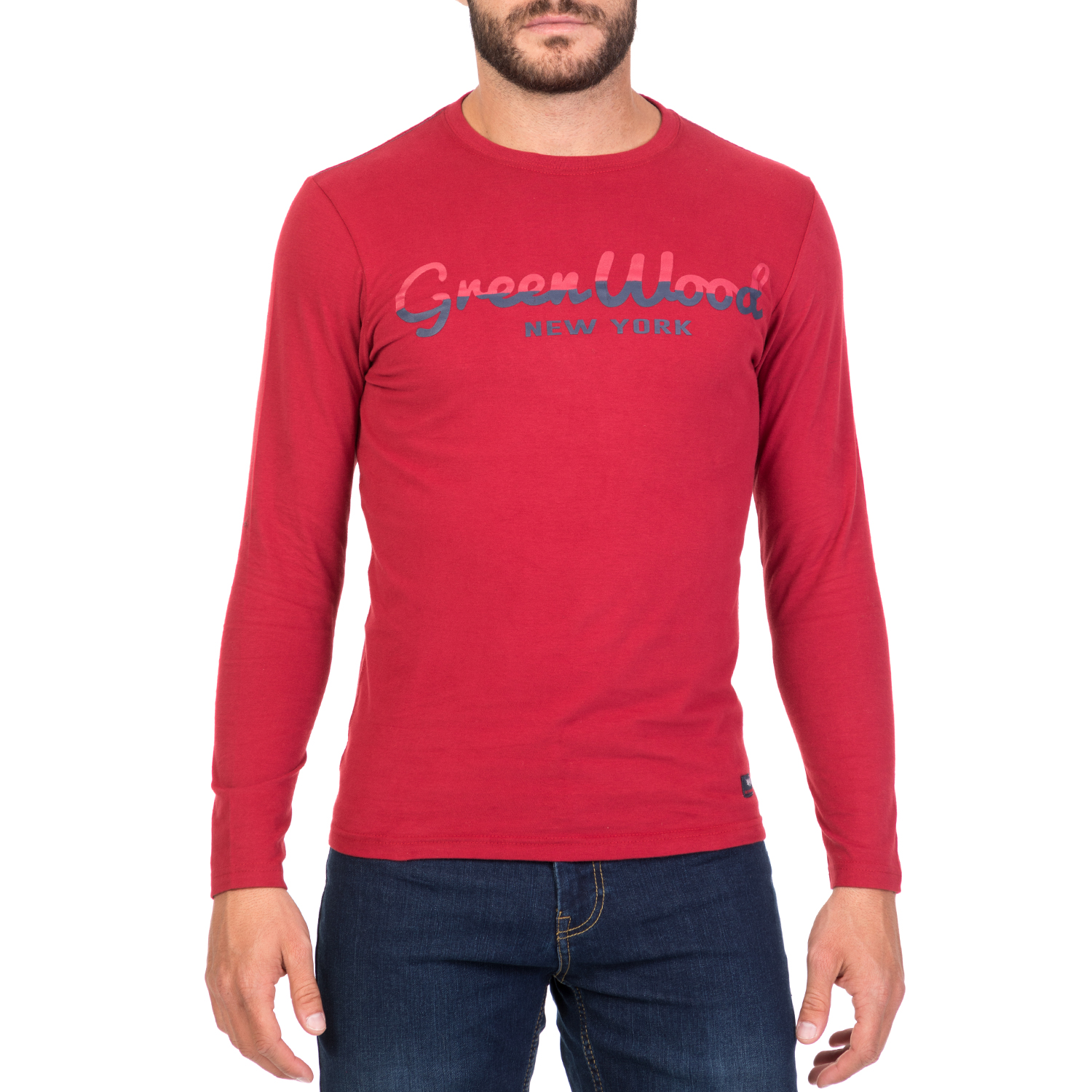 GREENWOOD Ανδρική μακρυμάνικη μπλούζα GREENWOOD κόκκινη