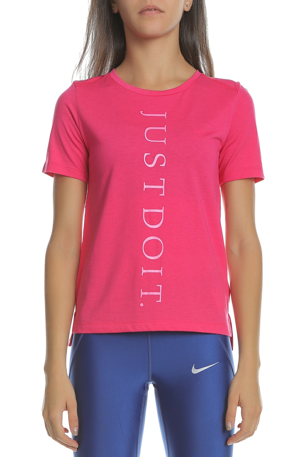NIKE - Γυναικεία κοντομάνικη μπλούζα NIKE MILER TOP SS JDI φούξια Γυναικεία/Ρούχα/Αθλητικά/T-shirt-Τοπ