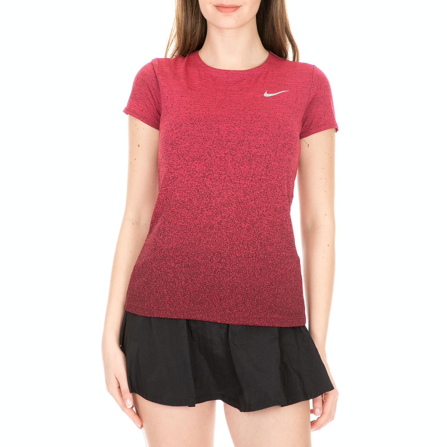 NIKE - Γυναικείο t-shirt NIKE MEDALIST TOP κόκκινο μαύρο Γυναικεία/Ρούχα/Αθλητικά/T-shirt-Τοπ