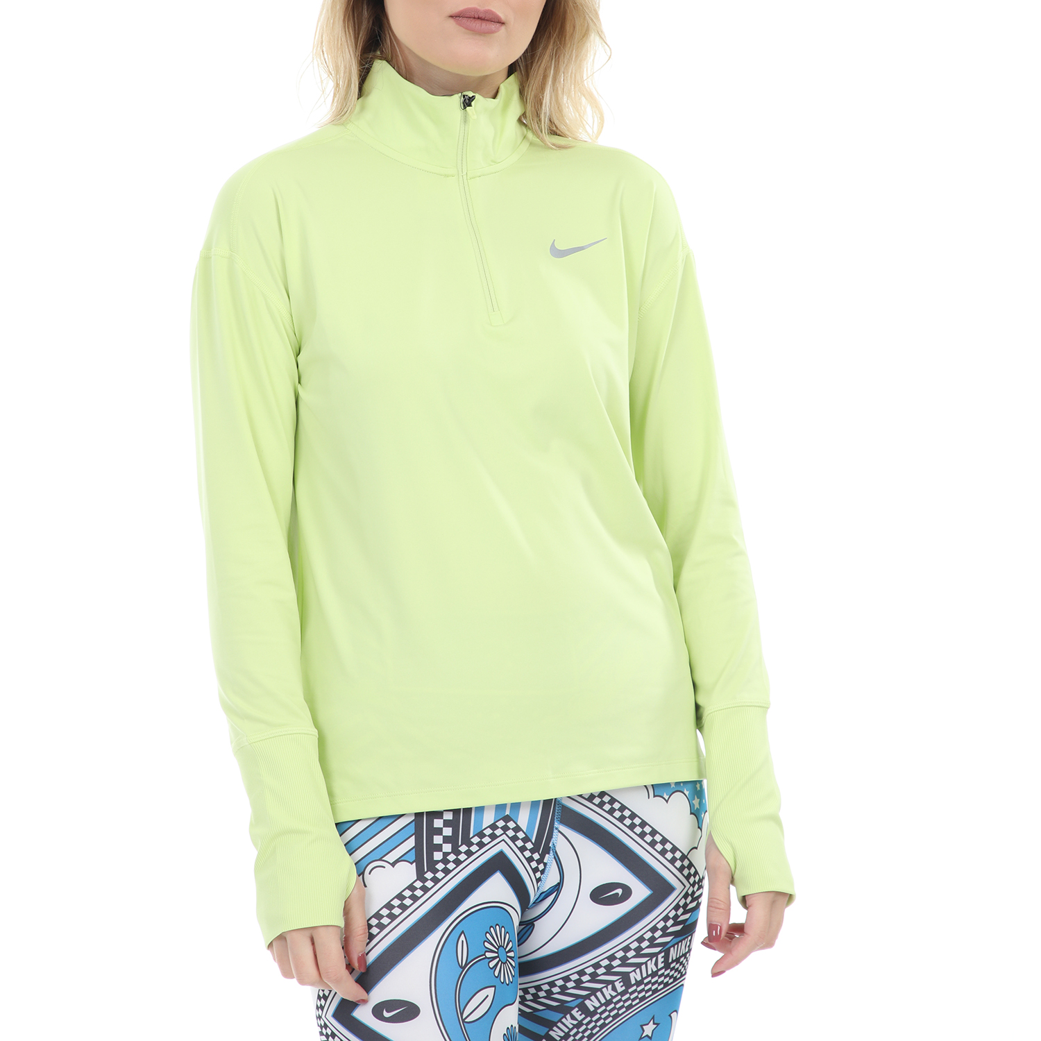 Γυναικεία/Ρούχα/Αθλητικά/Φούτερ-Μακρυμάνικα NIKE - Γυναικεία μπλούζα Nike Element TOP HZ κίτρινη