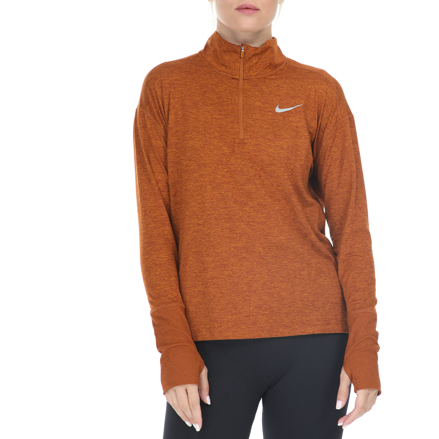 Γυναικεία/Ρούχα/Αθλητικά/Φούτερ-Μακρυμάνικα NIKE - Γυναικεία μπλούζα NIKE ELMNT TOP HZ πορτοκαλί