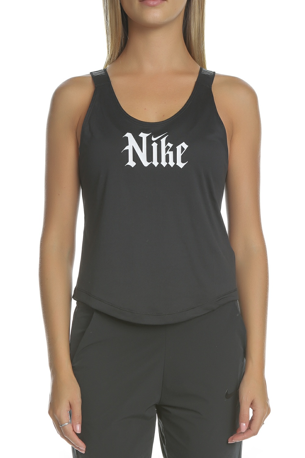 NIKE – Γυναικεία αμάνικη μπλούζα NIKE DRY TANK ELSTKA CROP GRX μαύρη