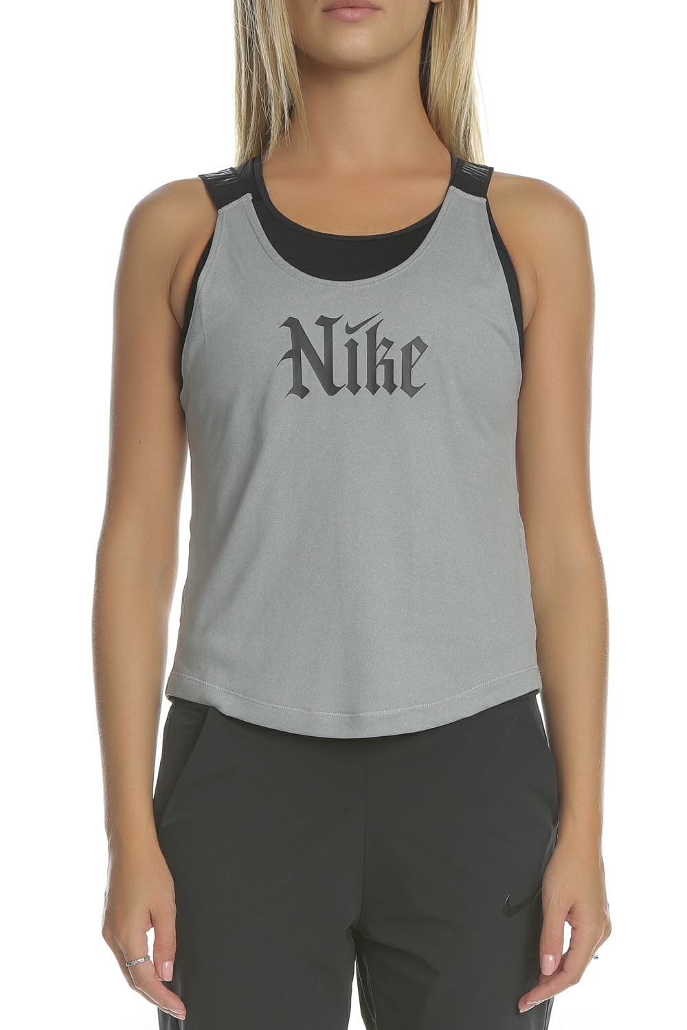 NIKE - Γυναικεία αμάνικη μπλούζα NIKE DRY TANK ELSTKA CROP GRX γκρι Γυναικεία/Ρούχα/Αθλητικά/T-shirt-Τοπ