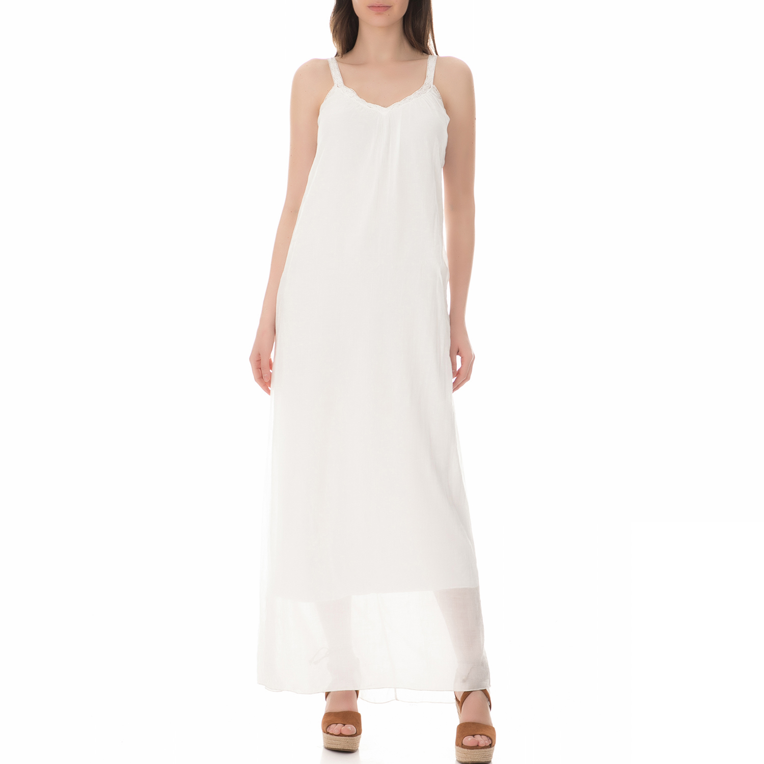 Γυναικεία/Ρούχα/Φορέματα/Μάξι BRAEZ - Γυναικείο μάξι φόρεμα BRAEZ λευκό