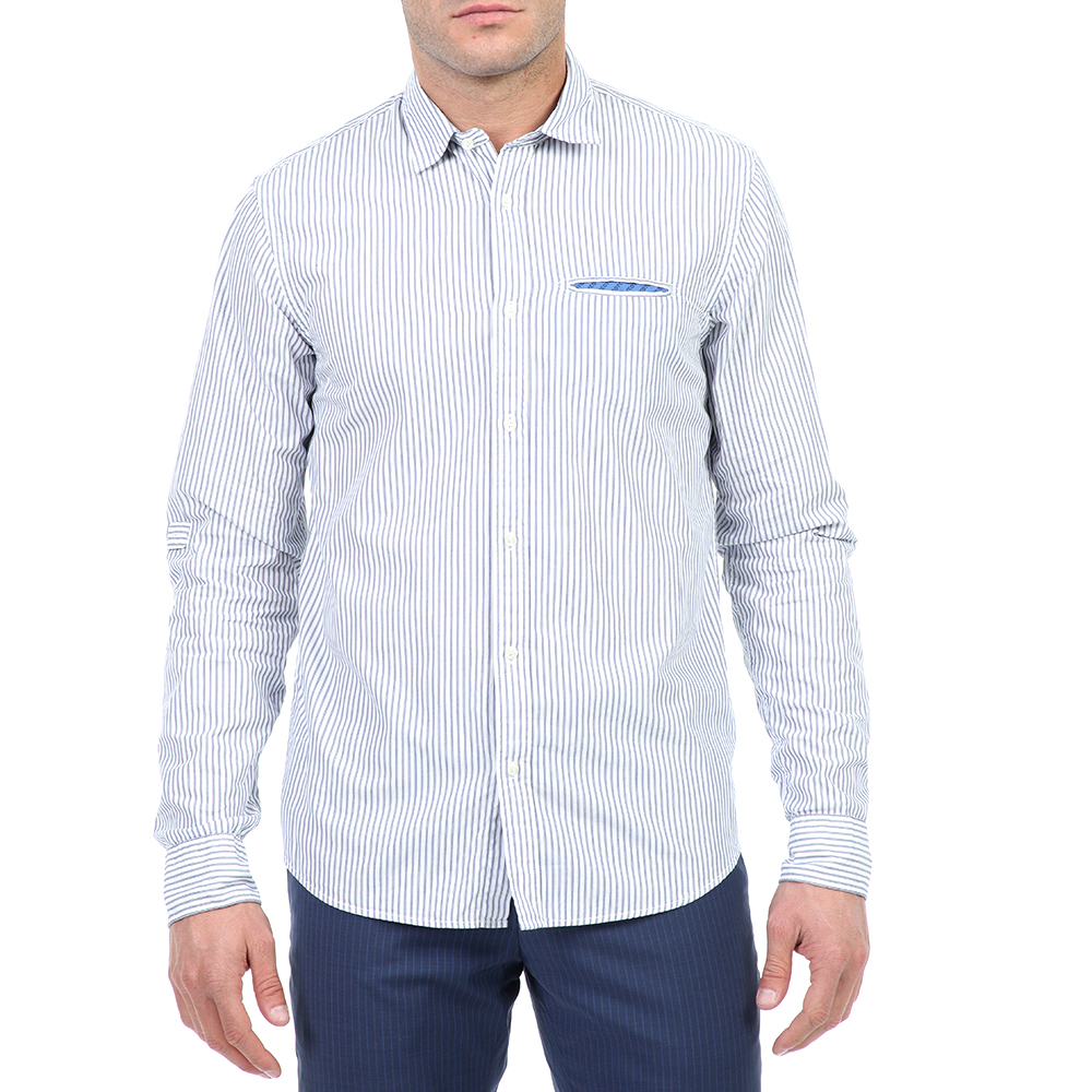 Ανδρικά/Ρούχα/Πουκάμισα/Μακρυμάνικα SCOTCH & SODA - Ανδρικό πουκάμισο SCOTCH & SODA λευκό μπλε