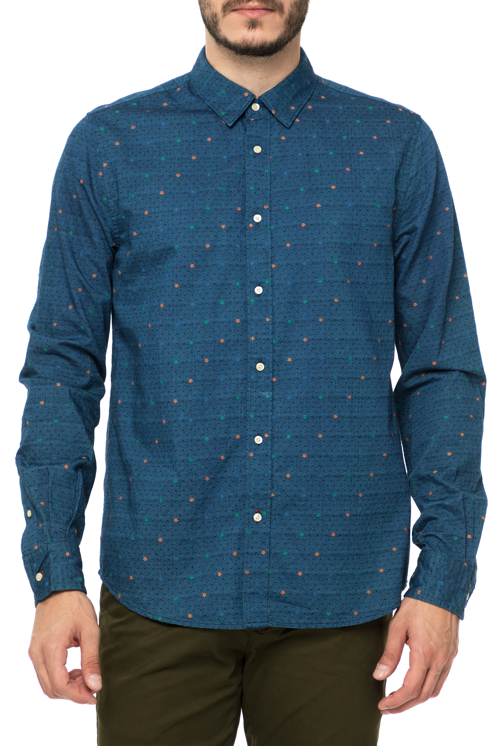 Ανδρικά/Ρούχα/Πουκάμισα/Μακρυμάνικα SCOTCH & SODA - Ανδρικό μακρυμάνικο πουκάμισο SCOTCH & SODA μπλε με μοτίβο