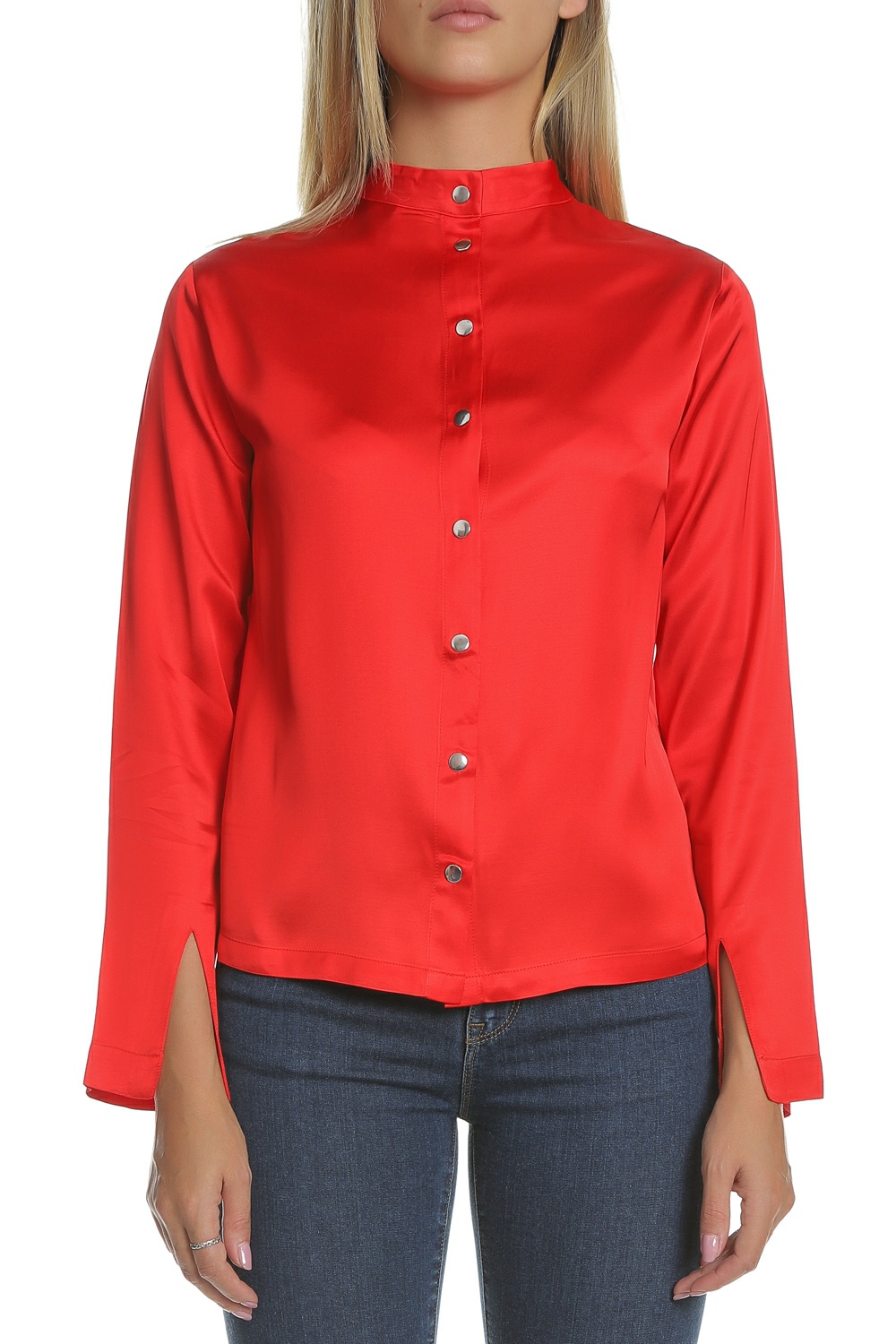 SCOTCH & SODA - Γυναικεία μακρυμάνικη μπλούζα με κουμπιά SCOTCH & SODA κόκκινη Γυναικεία/Ρούχα/Μπλούζες/Τοπ