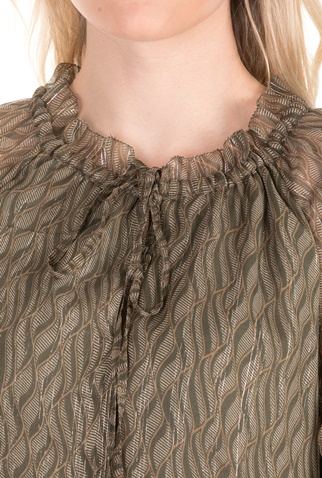 SCOTCH & SODA-Γυναικείο μίνι φόρεμα Lurex printed dress with peplu SCOTCH & SODA καφέ-μαύρο