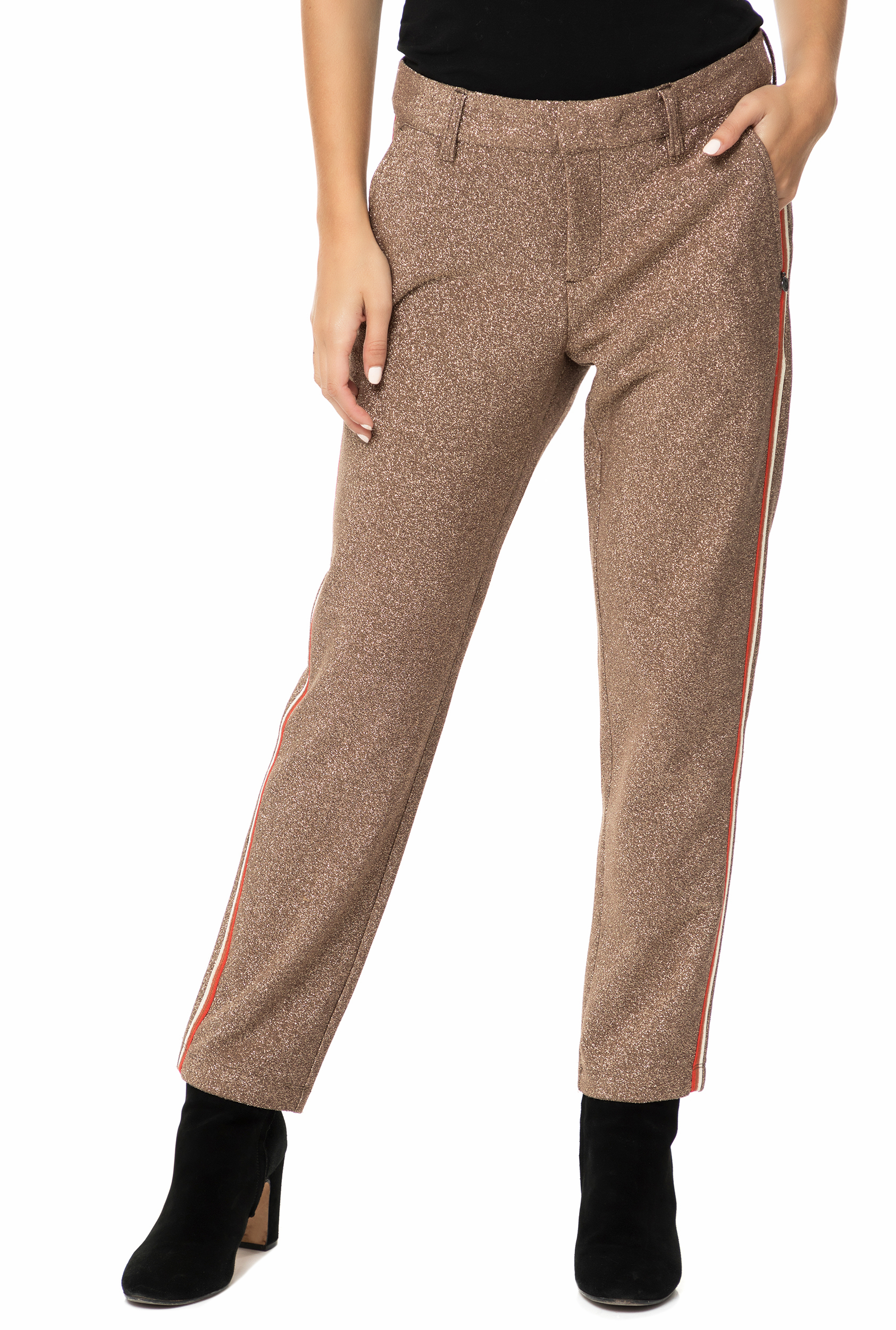 SCOTCH & SODA - Γυναικείο παντελόνι SCOTCH & SODA Lurex tailored καφέ με λάμψη Γυναικεία/Ρούχα/Παντελόνια/Ισια Γραμμή