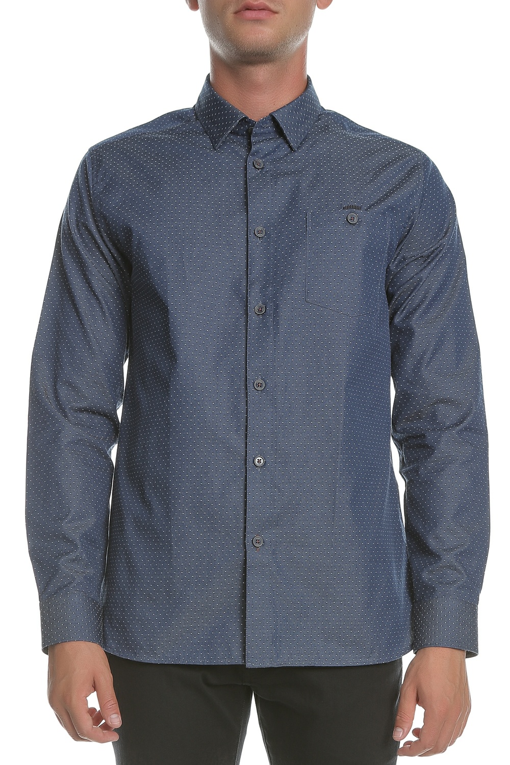 TED BAKER - Ανδρικό μακρυμάνικο πουκάμισο BIRKSEY LS DIAMOND DOBBY μπλε με μοτίβο Ανδρικά/Ρούχα/Πουκάμισα/Μακρυμάνικα