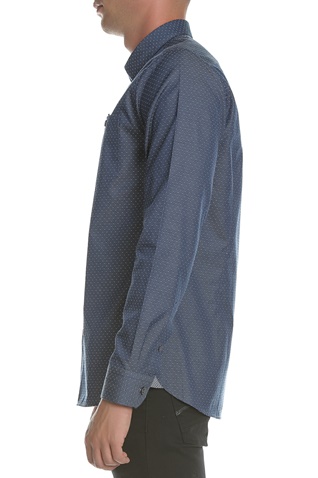 TED BAKER-Ανδρικό μακρυμάνικο πουκάμισο BIRKSEY LS DIAMOND DOBBY μπλε με μοτίβο