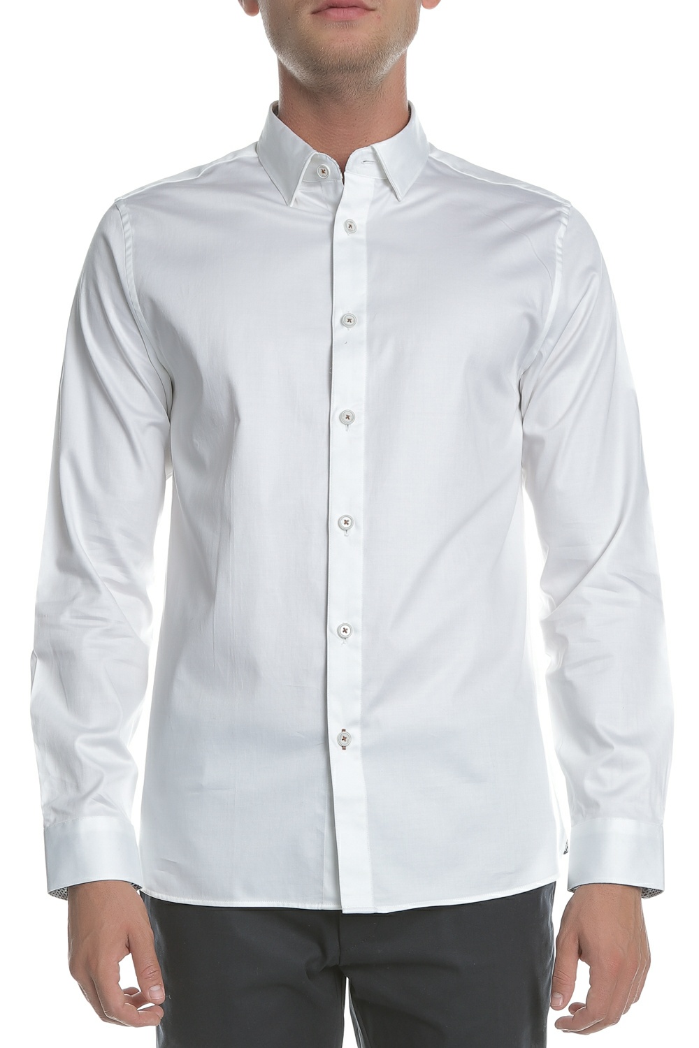 TED BAKER Ανδρικό μακρυμάνικο πουκάμισο PLATEEN LS λευκό