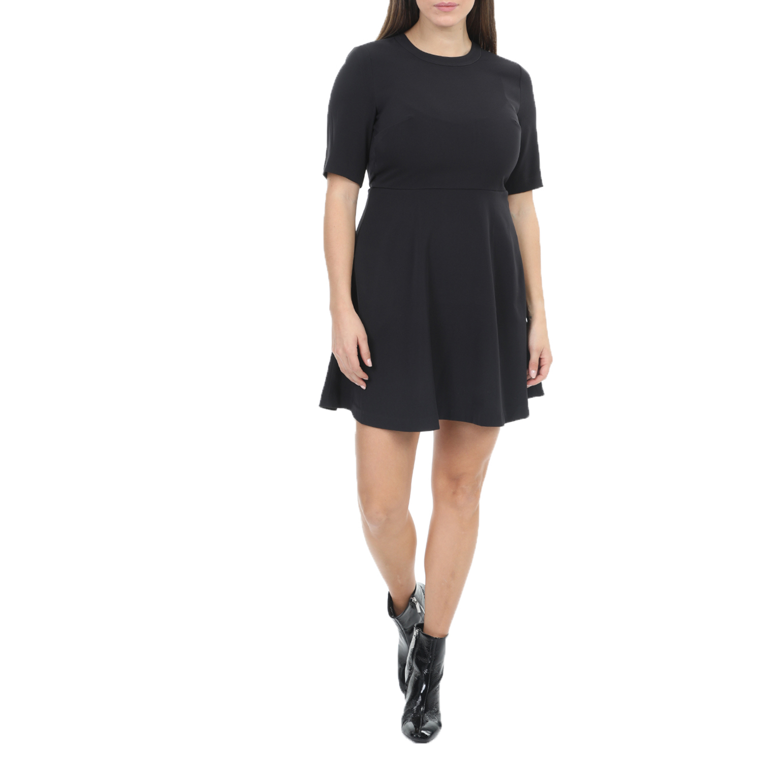 Γυναικεία/Ρούχα/Φορέματα/Μίνι CALVIN KLEIN JEANS - Γυναικείο μίνι φόρεμα CALVIN KLEIN JEANS FLARED SATIN μαύρο