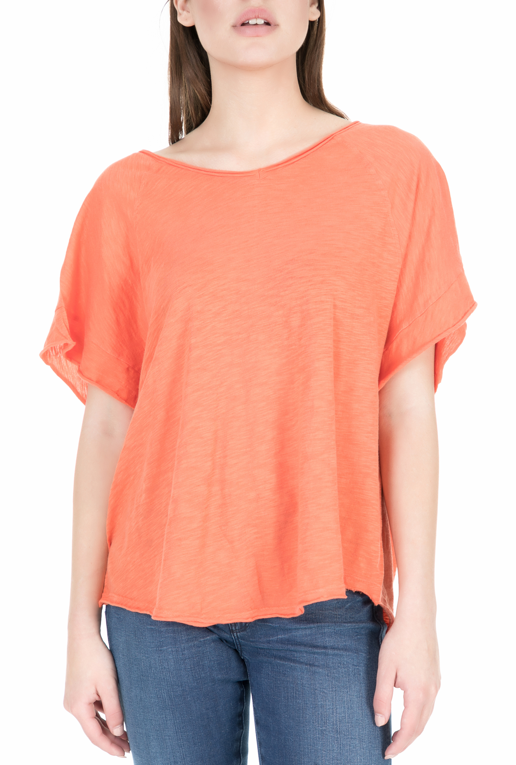 Γυναικεία/Ρούχα/Μπλούζες/Κοντομάνικες AMERICAN VINTAGE - Γυναικεία κοντομάνικη μπλούζα AMERICAN VINTAGE πορτοκαλί