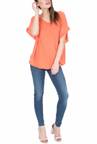 AMERICAN VINTAGE-Γυναικεία κοντομάνικη μπλούζα AMERICAN VINTAGE πορτοκαλί 