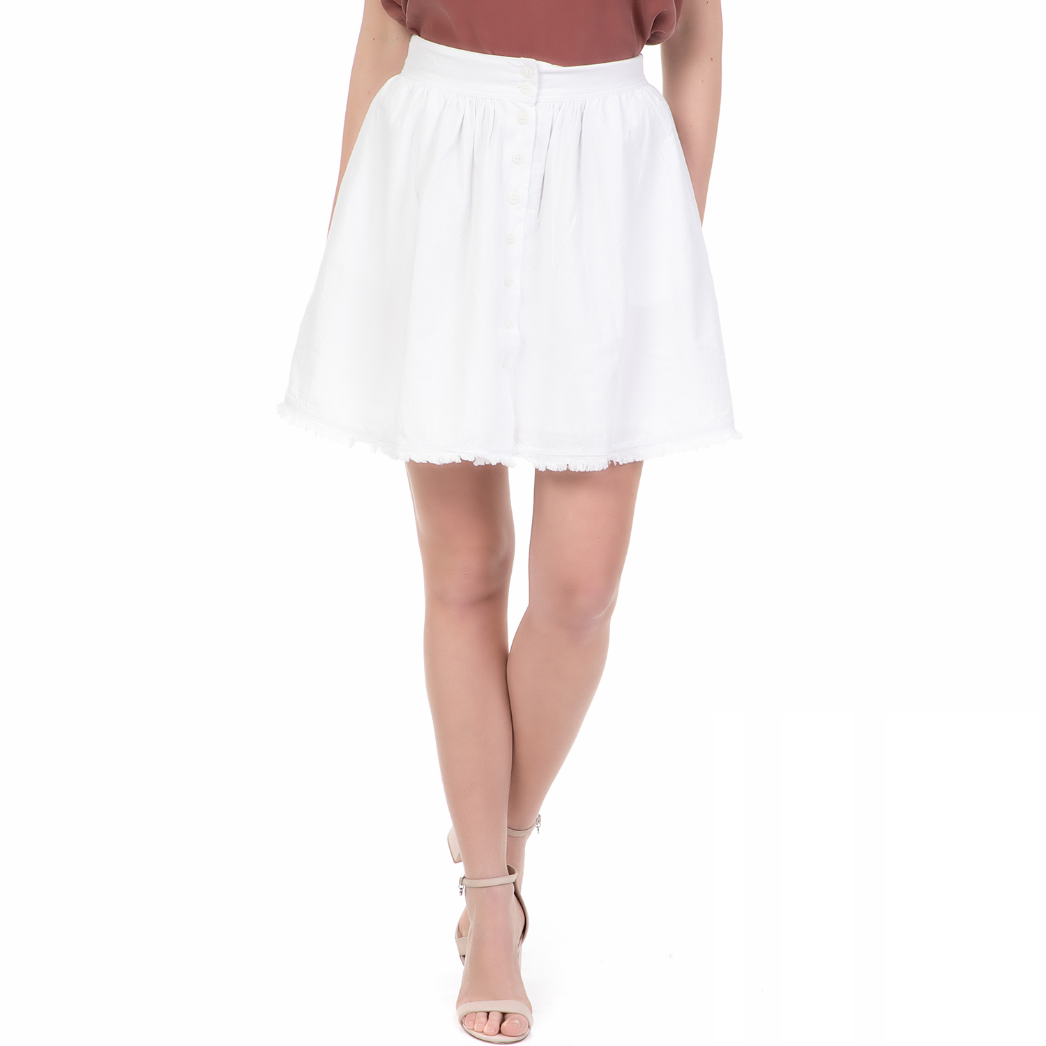 AMERICAN VINTAGE - Γυναικεία μίνι φούστα PIZ107E18 AMERICAN VINTAGE λευκή Γυναικεία/Ρούχα/Φούστες/Μίνι