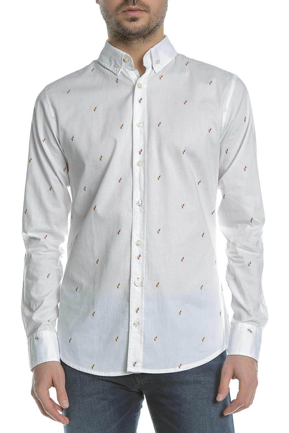 BOSS Ανδρικό μακρυμάνικο πουκάμισο BOSS Epreppy λευκό