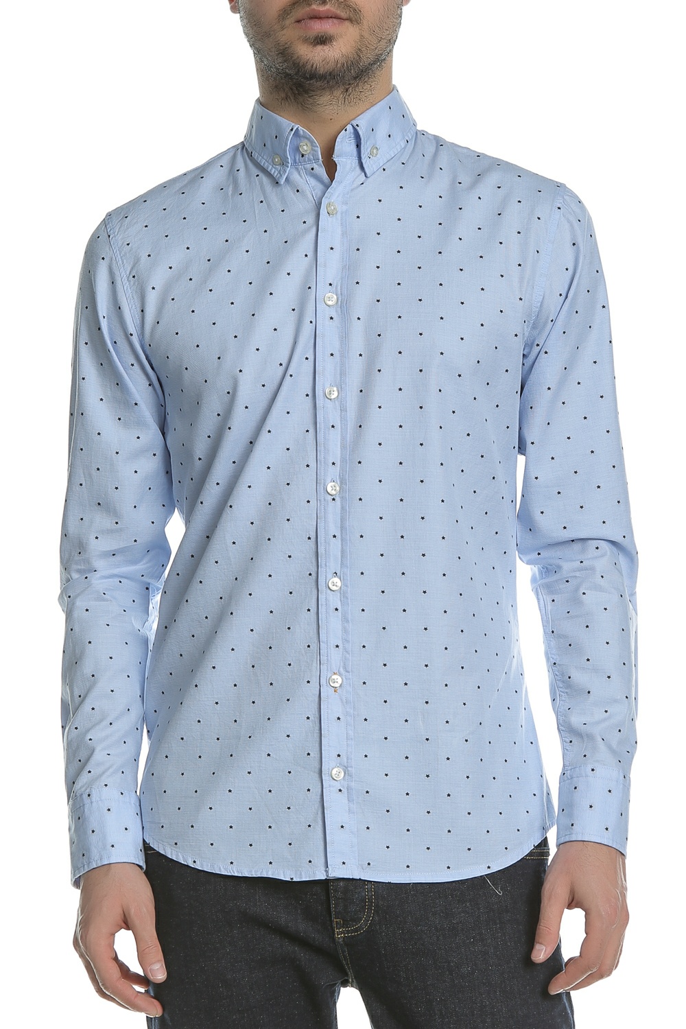 BOSS Ανδρικό μακρυμάνικο πουκάμισο BOSS Epreppy γαλάζιο