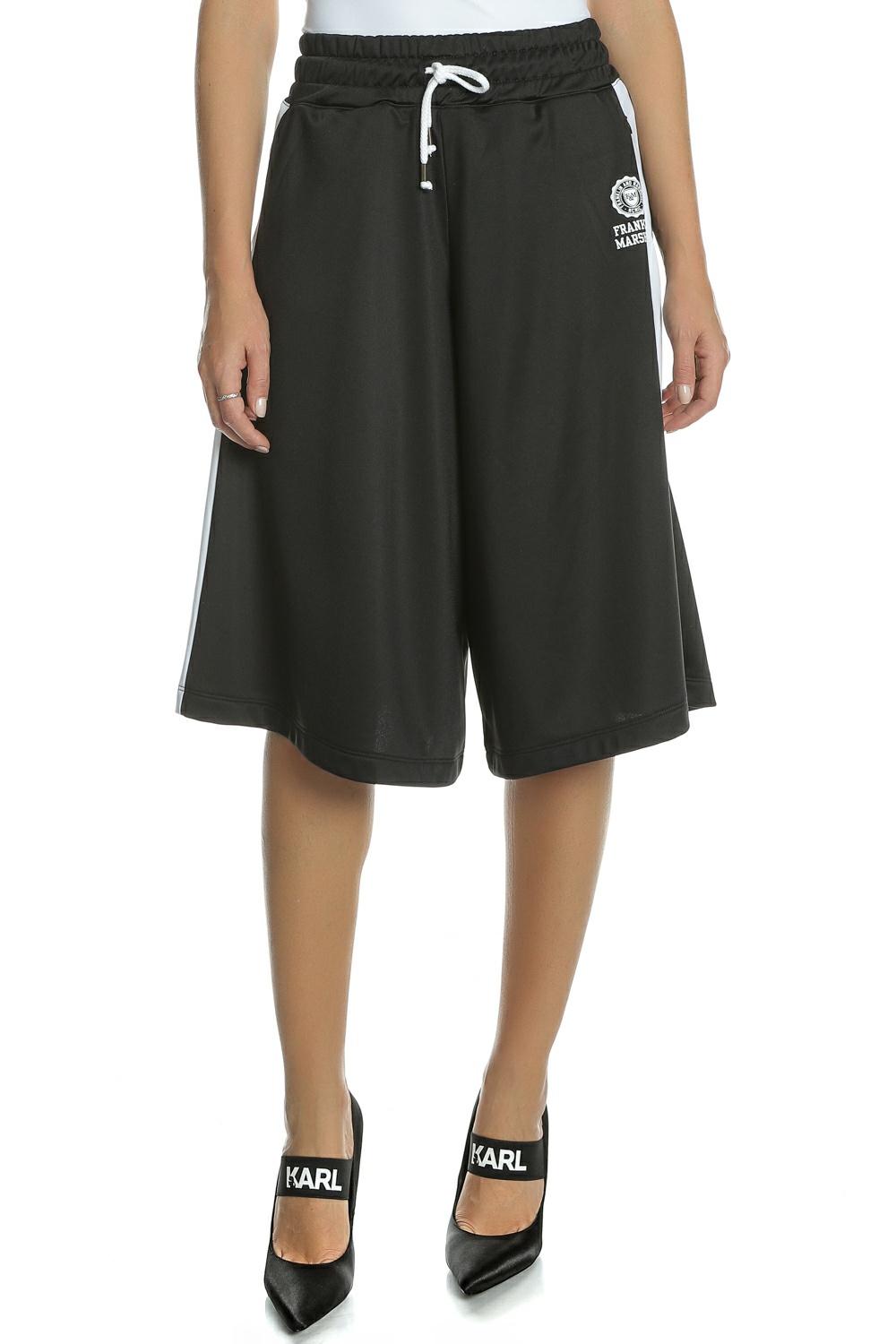 Γυναικεία/Ρούχα/Παντελόνια/Φόρμες FRANKLIN & MARSHALL - Γυναικείο crop παντελόνι φόρμας FRANKLIN & MARSHALL μαύρο