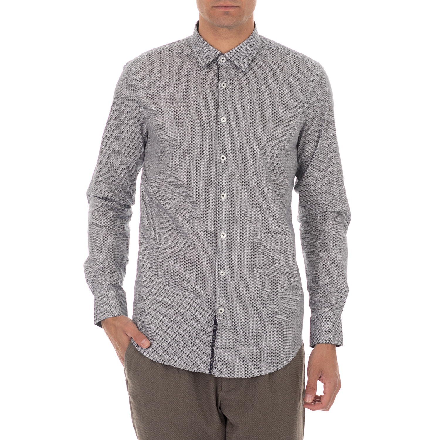 Ανδρικά/Ρούχα/Πουκάμισα/Μακρυμάνικα SSEINSE - Ανδρικό πουκάμισο SSEINSE λευκό μπλε