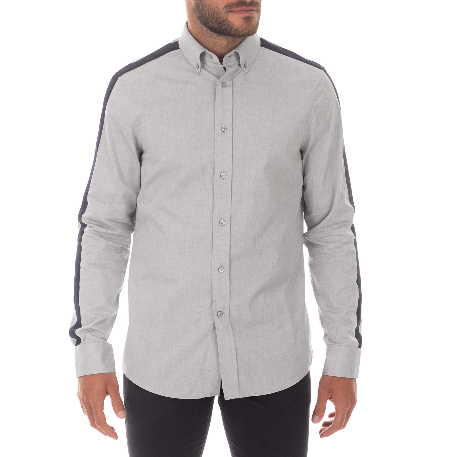 CK - Ανδρικό πουκάμισο CK REFINED OXFORD γκρι Ανδρικά/Ρούχα/Πουκάμισα/Μακρυμάνικα